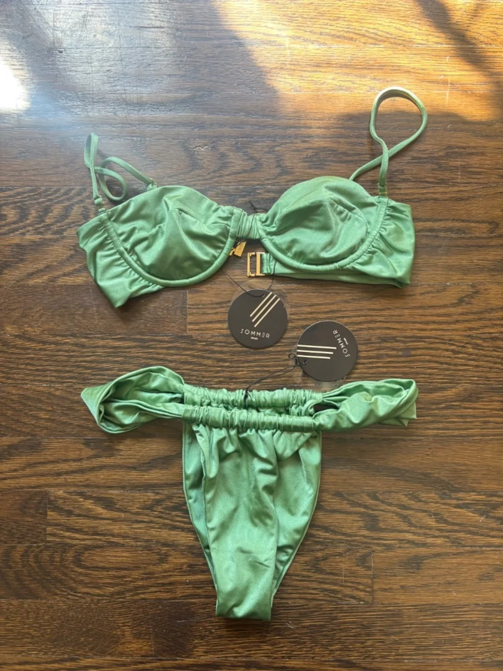 Sommer Swim Green Bikini Set | Ruched Underwire Top & Bottom | Size S | NWT - Picture 7 of 7